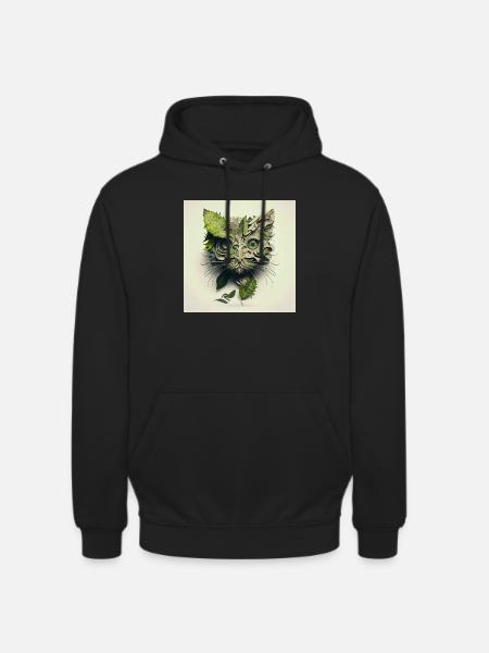 Cat from leaves - Unisex Hoodie - black