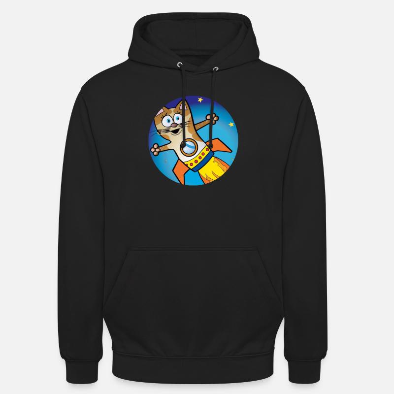 Chat fusée - Sweat-shirt à capuche unisexe - noir