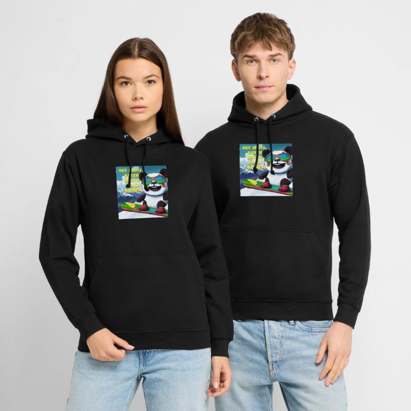 Panda on Snowboard Variant 1 Text Unisex Hoodie