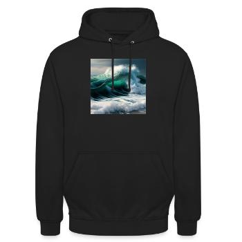 Welle am Strand - Unisex Hoodie - Schwarz - Vorne - Alina (178cm) & Michal (187cm)