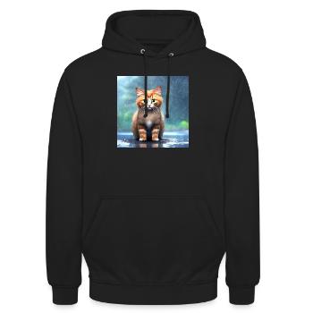 Kitten in the rain - Unisex Hoodie - black - Front - Alina (178cm) & Michal (187cm)