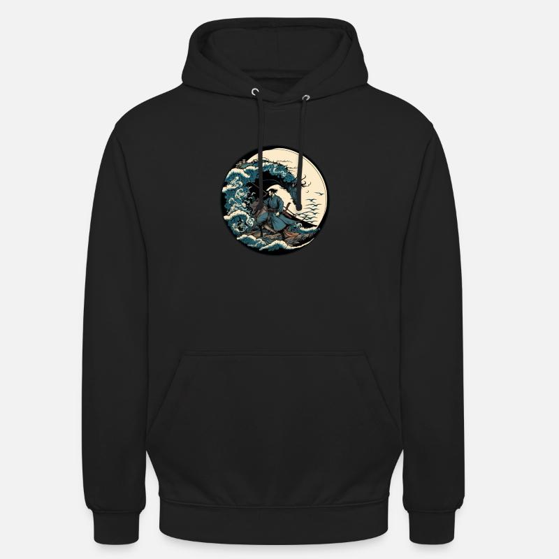 No 6 : Japanese Art Samurai Fighter Ukiyo_e Style - Unisex Hoodie - black
