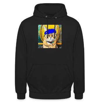 Chat aveugle 20 - Sweat-shirt à capuche unisexe - noir - Devant - Alina (178cm) & Michal (187cm)