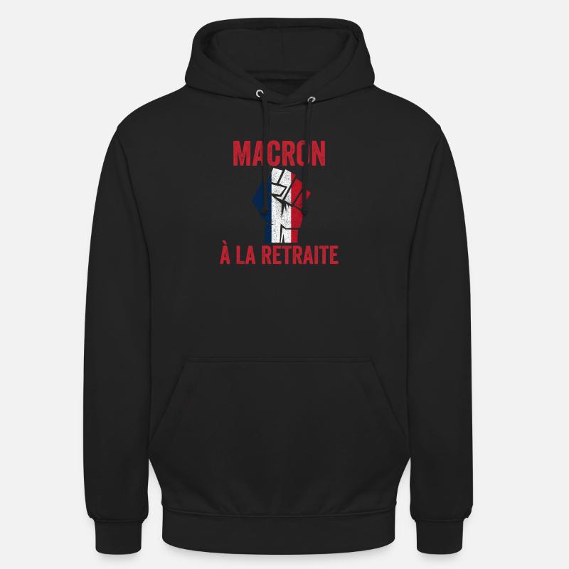 macron à la retraire Grève 2023 - Sweat-shirt à capuche unisexe - noir