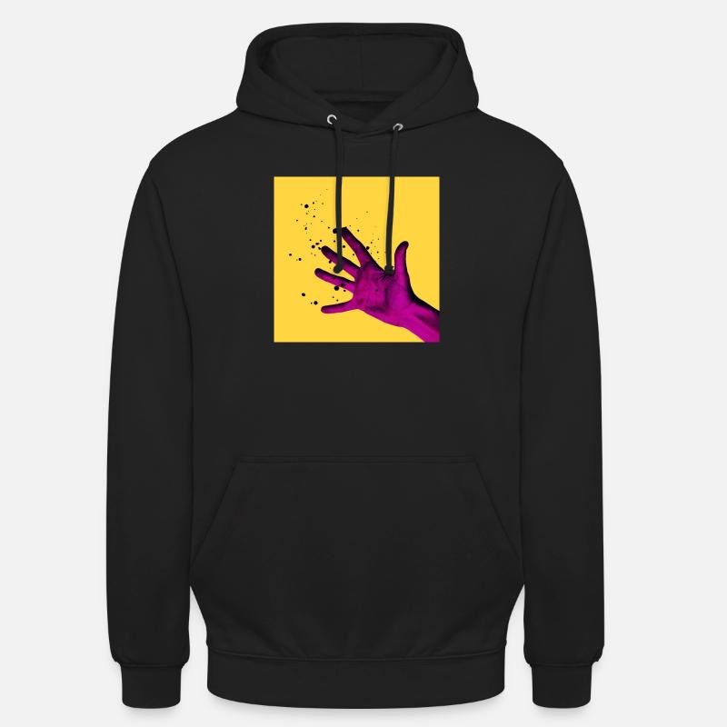Main jaune - Sweat-shirt à capuche unisexe - noir