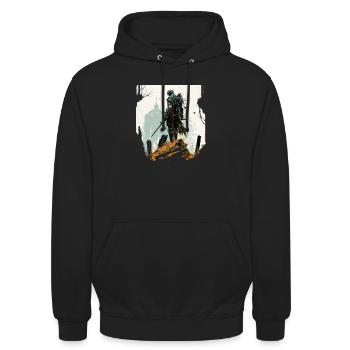 zu Glänzender Paladin - Unisex Hoodie - Schwarz - Vorne - Alina (178cm) & Michal (187cm)