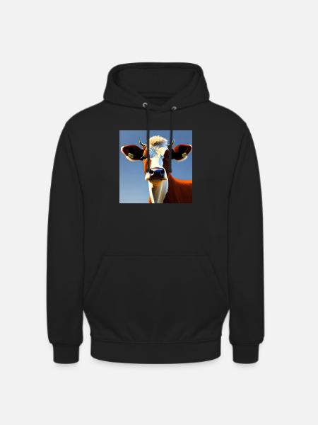 Bruine en witte koe - Uniseks hoodie - zwart