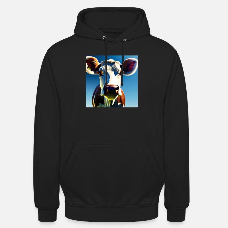 Vache brune et blanche - Sweat-shirt à capuche unisexe - noir