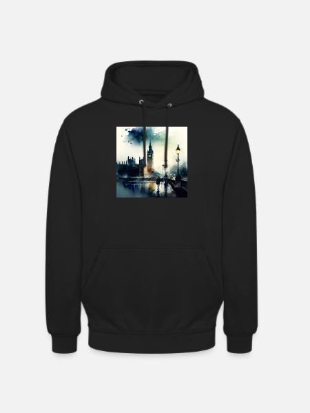 London Scenery Big Ben Aquarell - Unisex Hoodie - black