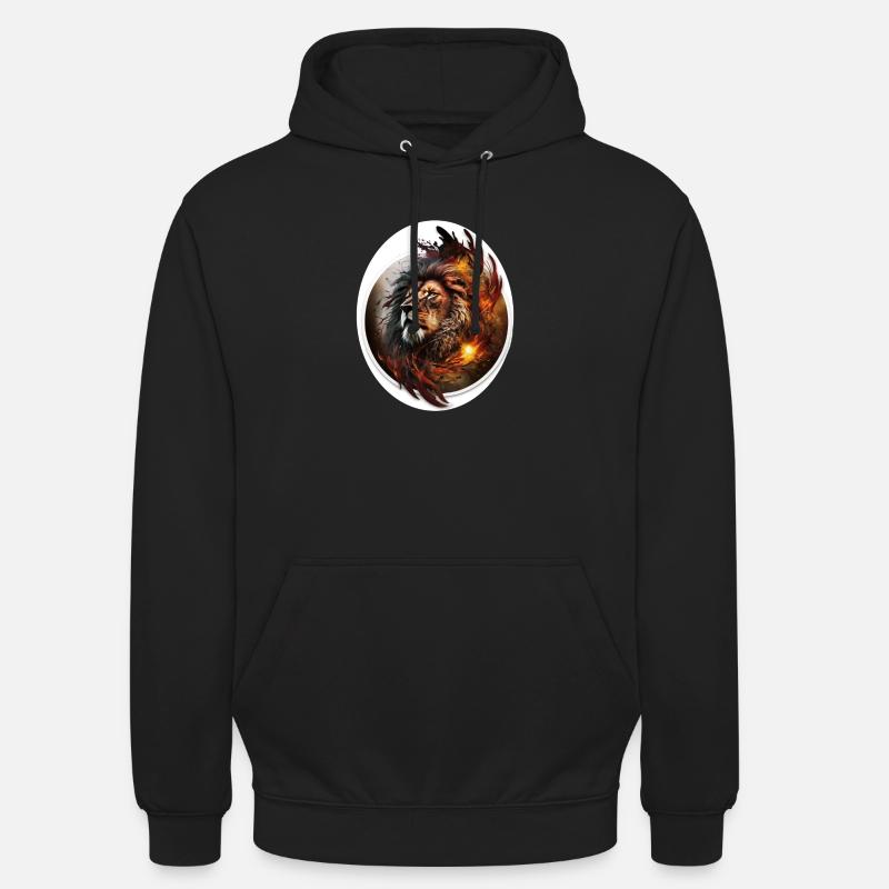 Löwe intensiver Blick - Unisex Hoodie - Schwarz