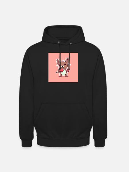 Cute kangaroo with box gloves - Unisex Hoodie - black