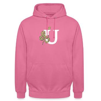 Letter u snake - Unisex Hoodie - pink - Front - Alina (178cm) & Michal (187cm)
