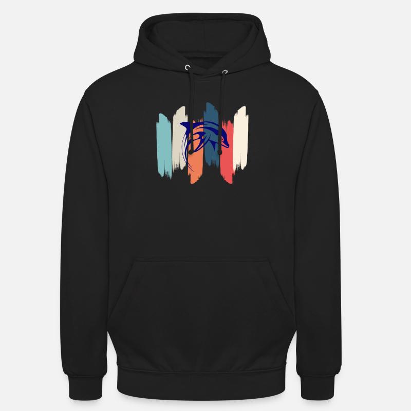 Retro Regenbogendelfin - Unisex Hoodie - Schwarz
