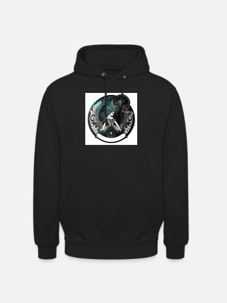 femme face signe verseau - Sweat-shirt à capuche unisexe - noir
