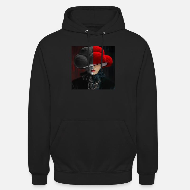 Bollenhut Lady Schwarz - Rot - Unisex Hoodie - Schwarz