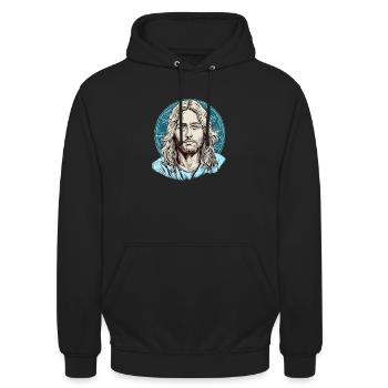 Jésus-Christ #06 - Sweat-shirt à capuche unisexe - noir - Devant - Alina (178cm) & Michal (187cm)