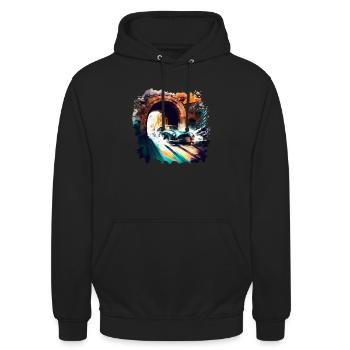 60er Classic Car Geschenk - Unisex Hoodie - Schwarz - Vorne - Alina (178cm) & Michal (187cm)