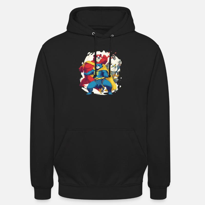 Animaux super-héros en action - Sweat-shirt à capuche unisexe - noir