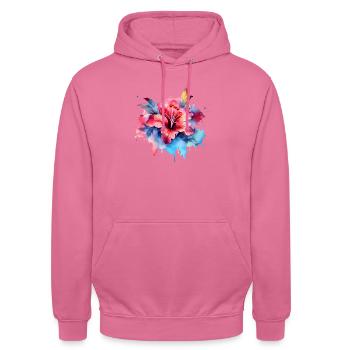 Blumige Eleganz - Unisex Hoodie - Pink - Vorne - Alina (178cm) & Michal (187cm)