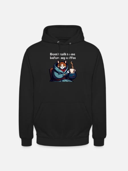 Lustige Katze und Kaffee - Unisex Hoodie - Schwarz