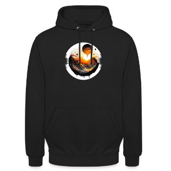 La montgolfière signifie une soif d’aventure et de liberté - Sweat-shirt à capuche unisexe - noir - Devant - Alina (178cm) & Michal (187cm)