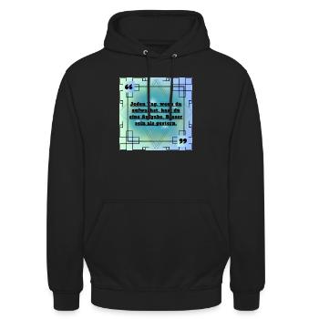 Zitat Sprüche - Unisex Hoodie - Schwarz - Vorne - Alina (178cm) & Michal (187cm)