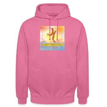 Du bist wertvoll - Unisex Hoodie - Pink - Vorne - Alina (178cm) & Michal (187cm)