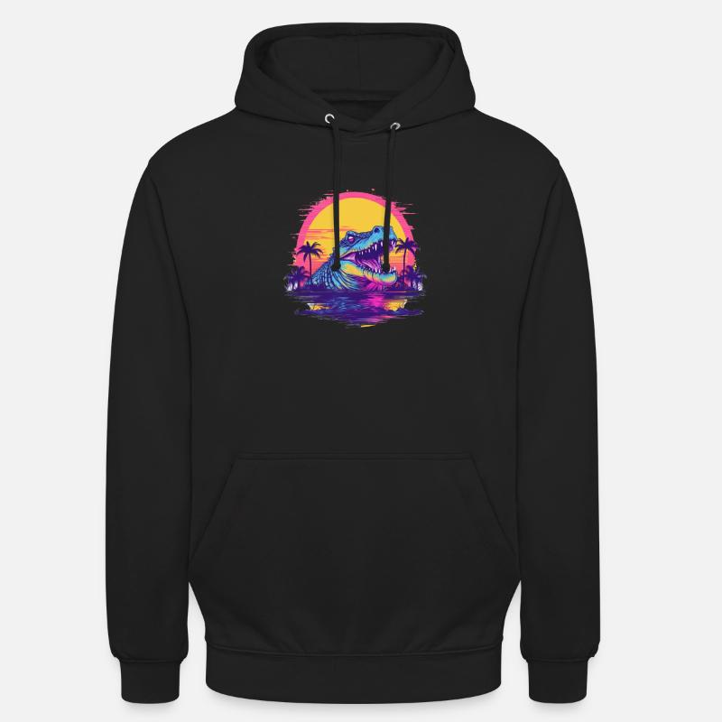 Retro Krokodil Vaporwave - Unisex Hoodie - Schwarz