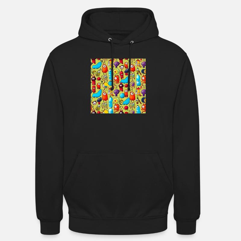 Happy Monsters Pattern - Unisex Hoodie - black