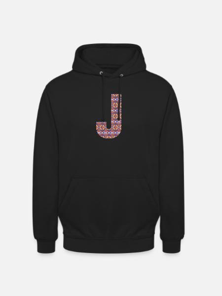 Monogram Letter J- geometric pattern - Unisex Hoodie - black