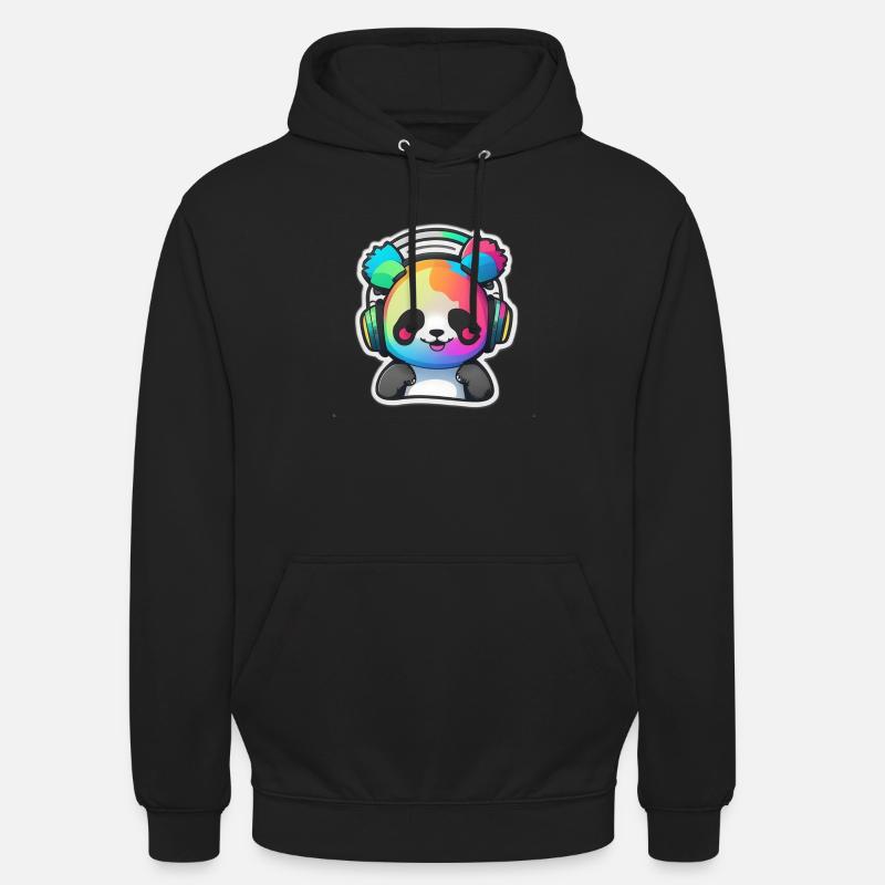 Joyeux Panda - Sweat-shirt à capuche unisexe - noir