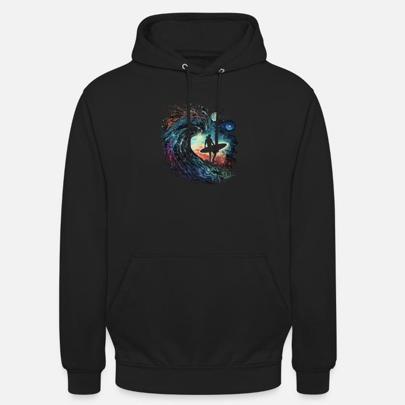 Surfeur dans la galaxie - Sweat-shirt à capuche unisexe - noir