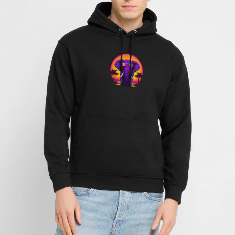 Synthwave Elephant African Sunset Unisex Hoodie