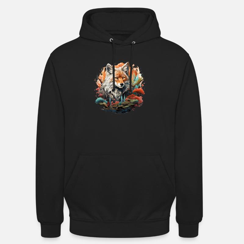 Wild Fox - Sweat-shirt à capuche unisexe - noir