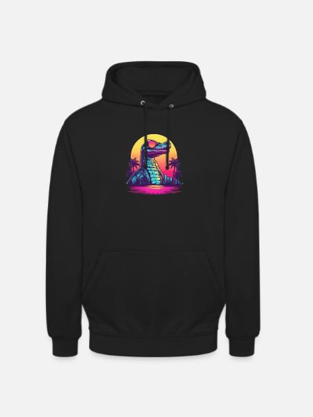 Synthwave crocodile sunset - Sweat-shirt à capuche unisexe - noir