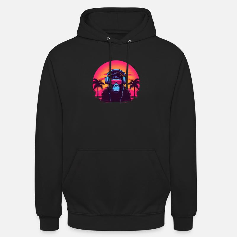 Synthwave DJ Ape - Sweat-shirt à capuche unisexe - noir
