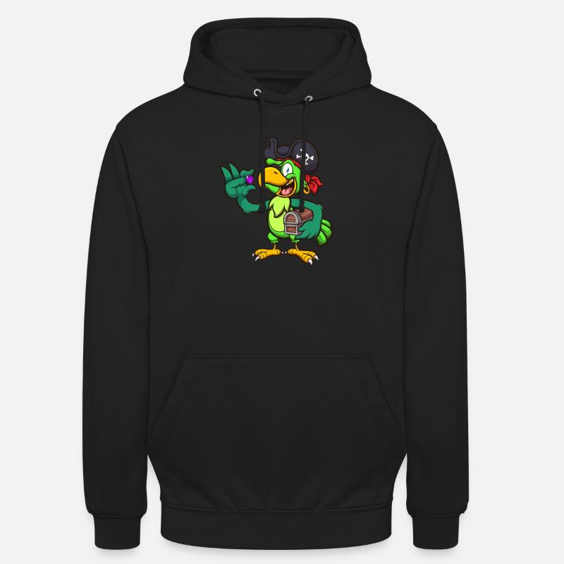 Perroquet pirate avec trésor - Sweat-shirt à capuche unisexe - noir