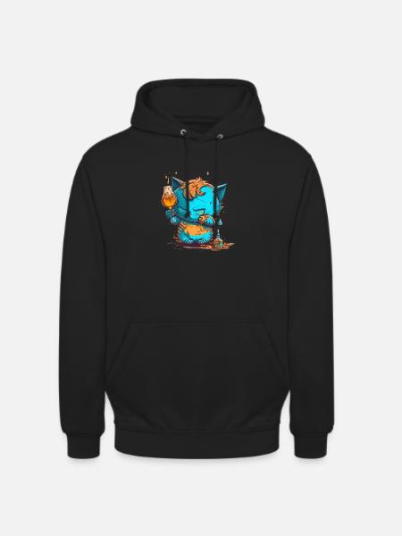 Cute Drunk cat mascot - Unisex Hoodie - black