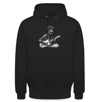 Gitarristin | Gitarrist | Cyberpunk | Musikerin - Unisex Hoodie - Schwarz - Vorne - Alina (178cm) & Michal (187cm)