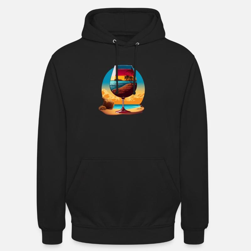 Rotwein am Strand - Unisex Hoodie - Schwarz