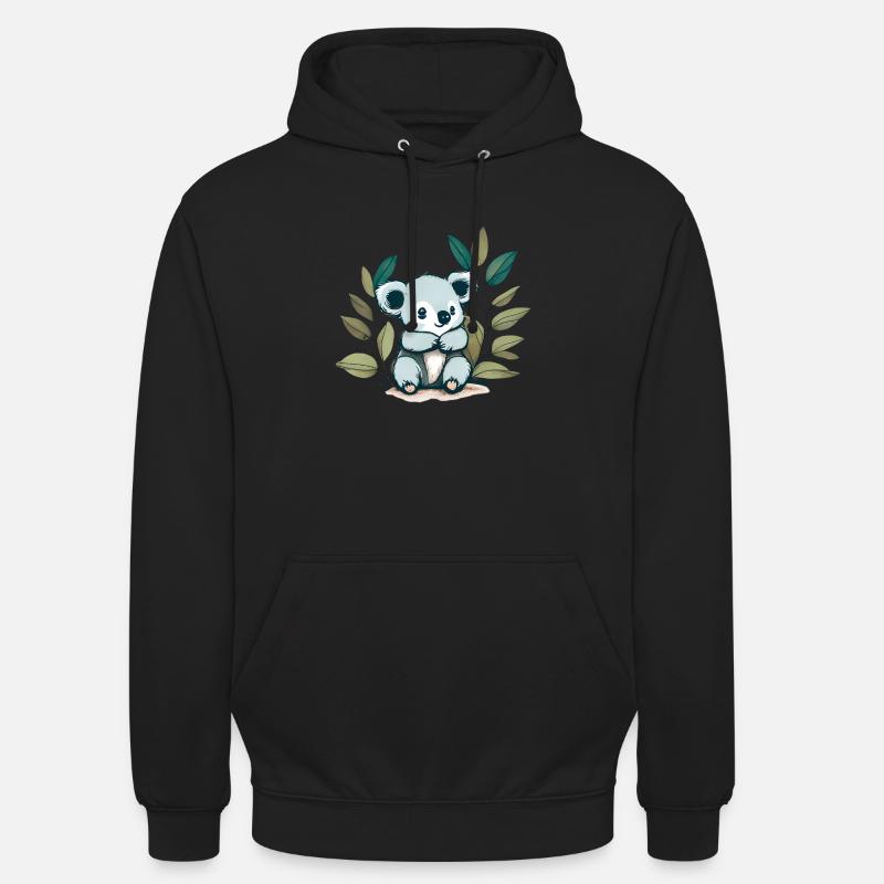 Koala bear with eucalyptus leaves - Unisex Hoodie - black