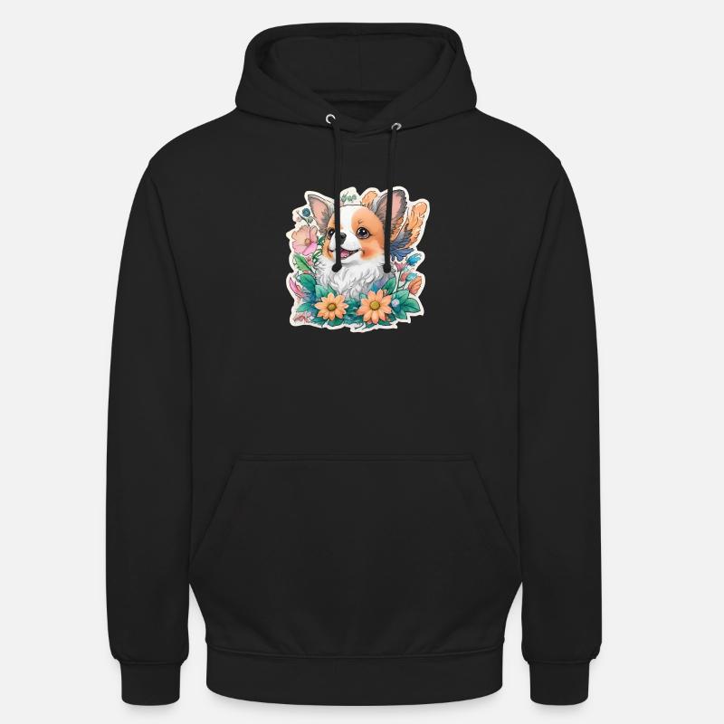 Chiots en fleurs - Sweat-shirt à capuche unisexe - noir