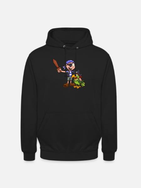 Pirate Kid And Parrot - Unisex Hoodie - black