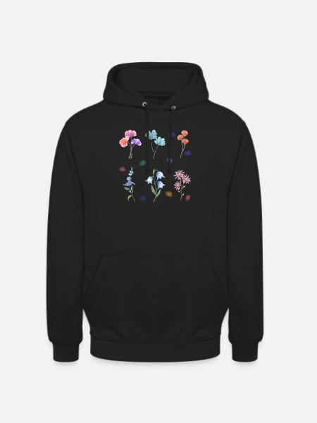 Aquarell-Blumen - Unisex Hoodie - Schwarz