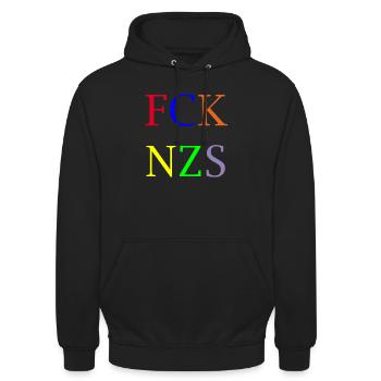 FCK NZS - Sweat-shirt à capuche unisexe - noir - Devant - Alina (178cm) & Michal (187cm)
