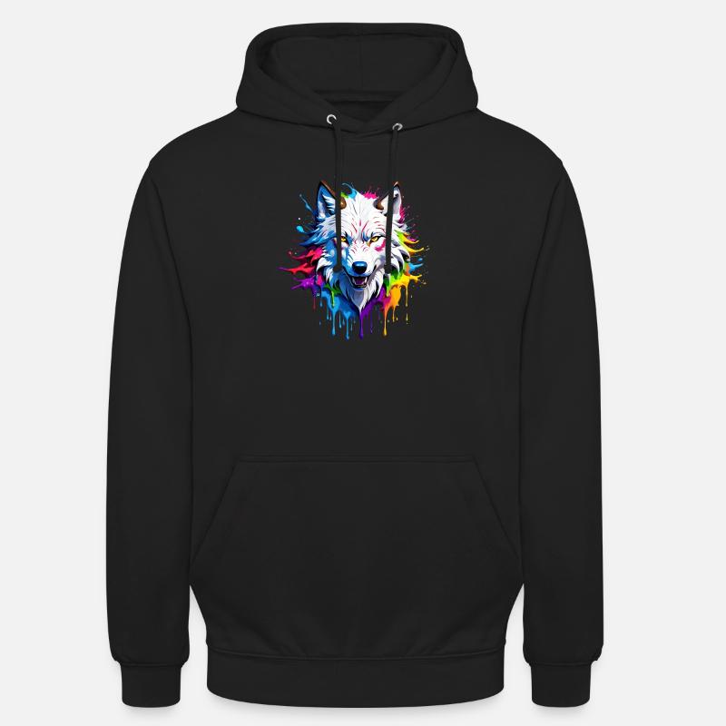 Bunter Wolf - Unisex Hoodie - Schwarz