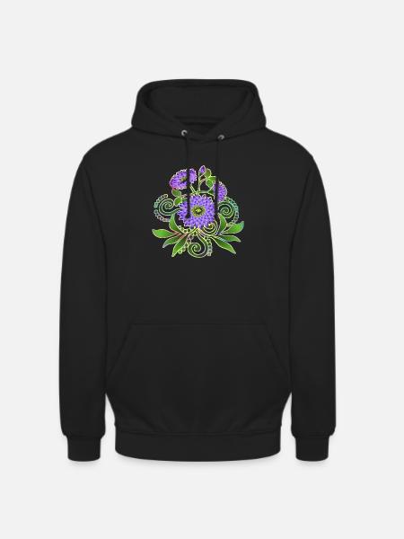 Fleur - Sweat-shirt à capuche unisexe - noir