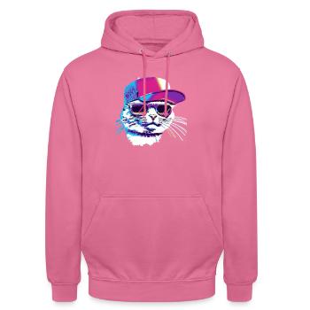 Chat cool - Sweat-shirt à capuche unisexe - rose - Devant - Alina (178cm) & Michal (187cm)
