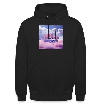 Auto über den Wolken - Unisex Hoodie - Schwarz - Vorne - Alina (178cm) & Michal (187cm)