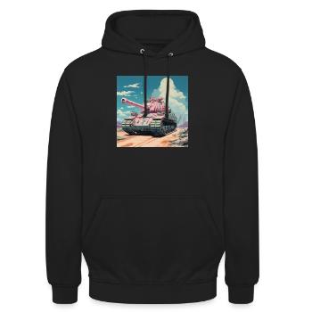 1970s SciFi Anime Tank - Unisex Hoodie - black - Front - Alina (178cm) & Michal (187cm)